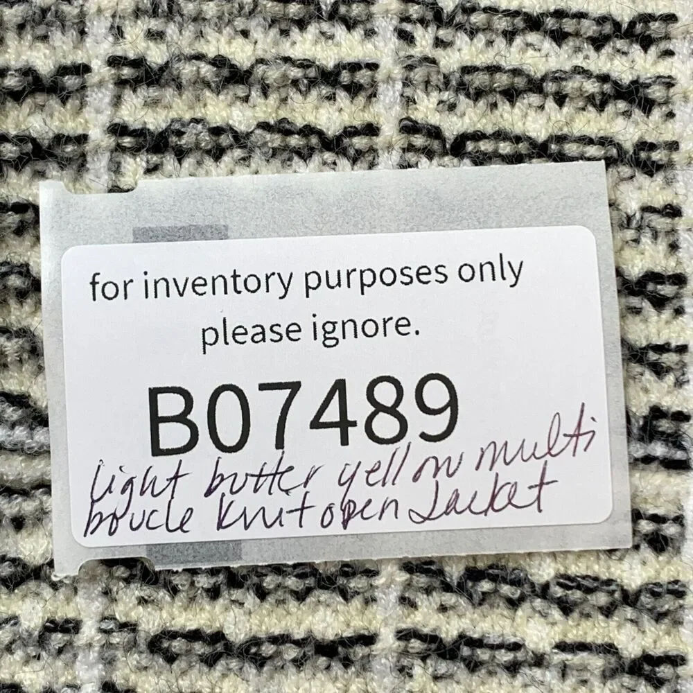 ELLE Boucle Knit Open Jacket Women's Medium Light Butter Yellow Multi - Picture 9 of 9